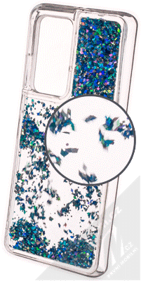 1Mcz Liquid Diamond Sparkle ochranný kryt s přesýpacím efektem třpytek pro Huawei P40 Pro tyrkysová (turquoise)