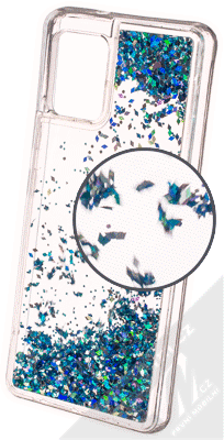 1Mcz Liquid Diamond Sparkle ochranný kryt s přesýpacím efektem třpytek pro Samsung Galaxy A42 5G tyrkysová (turquoise)