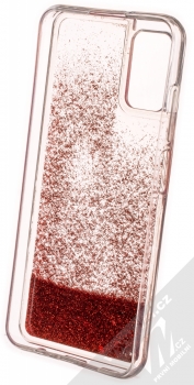 1Mcz Liquid Heart Sparkle ochranný kryt s přesýpacím efektem třpytek pro Samsung Galaxy A03s červená (red) zepředu