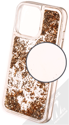 1Mcz Liquid Hexagon Sparkle ochranný kryt s přesýpacím efektem třpytek pro Apple iPhone 13 Pro zlatá (gold)