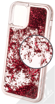 1Mcz Liquid Hexagon Sparkle ochranný kryt s přesýpacím efektem třpytek pro Apple iPhone 12, iPhone 12 Pro červená (red)