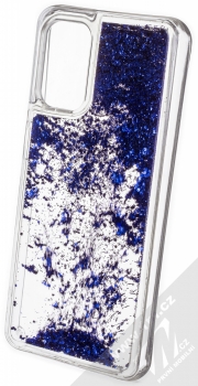 1Mcz Liquid Hexagon Sparkle ochranný kryt s přesýpacím efektem třpytek pro Samsung Galaxy A32 5G modrá (blue) zezadu