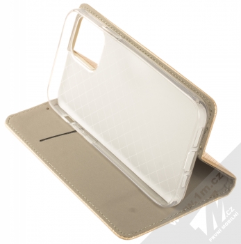 1Mcz Magnet Book flipové pouzdro pro Apple iPhone 12 Pro zlatá (gold) stojánek
