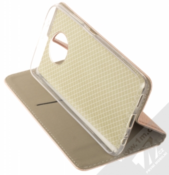 1Mcz Magnet Book flipové pouzdro pro Xiaomi Redmi Note 9T růžově zlatá (rose gold) stojánek