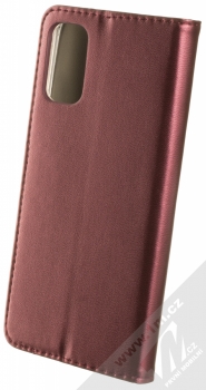 1Mcz Magnetic Book flipové pouzdro pro Xiaomi Redmi Note 10 5G, Poco M3 Pro tmavě červená (dark red) zezadu