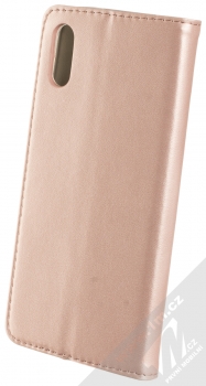 1Mcz Magnetic Book flipové pouzdro pro Xiaomi Redmi 9A, Redmi 9AT růžově zlatá (rose gold) zezadu