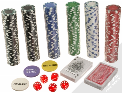 1Mcz Poker kufřík sada na poker s 300 žetony stříbrná (silver) balení