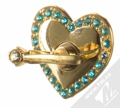 1Mcz Ring Srdce se zirkony držák na prst zlatá modrá (gold blue) držák