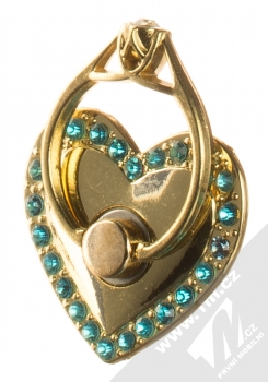 1Mcz Ring Srdce se zirkony držák na prst zlatá modrá (gold blue)