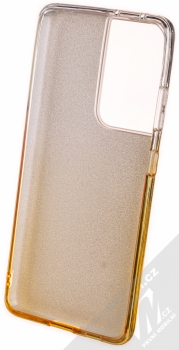 1Mcz Shining Duo TPU třpytivý ochranný kryt pro Samsung Galaxy S21 Ultra stříbrná zlatá (silver gold) zepředu