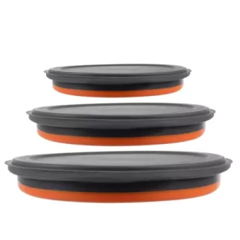 1Mcz Skládací silikonové misky s víkem 3 ks oranžová šedá (orange grey)