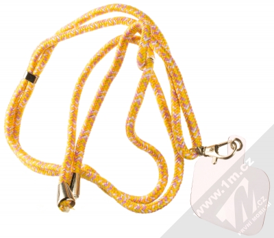 1Mcz Swing-S univerzální šňůrka délky až 74cm na krk s podložkou pod ochranný kryt žlutá bílá fialová (yellow white violet)
