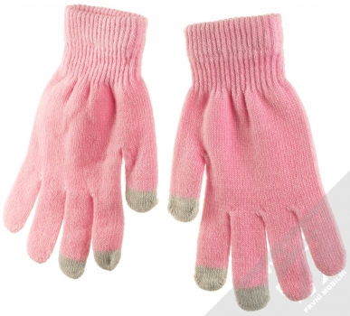 1Mcz Touch Gloves Basic pletené rukavice pro kapacitní dotykový displej růžová (pink) hřbet rukou