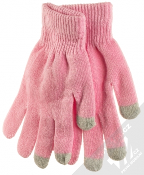 1Mcz Touch Gloves Basic pletené rukavice pro kapacitní dotykový displej růžová (pink)