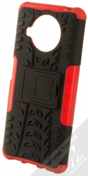 1Mcz Tread Stand odolný ochranný kryt se stojánkem pro Xiaomi Mi 10T Lite 5G červená černá (red black)