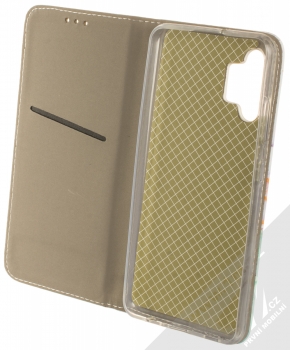 1Mcz Trendy Book Prozlacený Mramor flipové pouzdro pro Samsung Galaxy A32 mátově zelená (mint green) otevřené