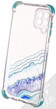 1Mcz Trendy Vodomalba Anti-Shock Skinny TPU ochranný kryt pro Samsung Galaxy A22 průhledná modrá (transparent blue) zepředu