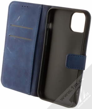 1Mcz Velvet Book flipové pouzdro pro Apple iPhone 14 Plus tmavě modrá (dark blue) otevřené