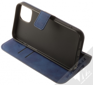 1Mcz Velvet Book flipové pouzdro pro Apple iPhone 14 Plus tmavě modrá (dark blue) stojánek