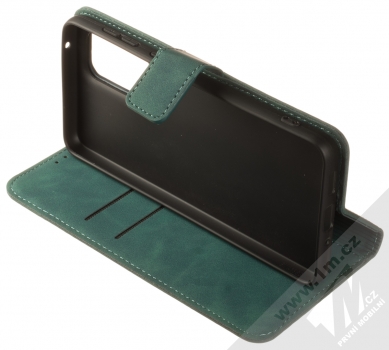 1Mcz Velvet Book flipové pouzdro pro Samsung Galaxy A33 5G tmavě zelená (dark green) stojánek