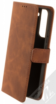 1Mcz Velvet Book flipové pouzdro pro Samsung Galaxy S22 Plus 5G hnědá (brown)