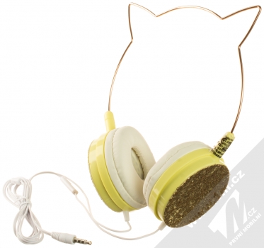 1Mcz YJ-22 Cat Ear stereo sluchátka s konektorem Jack 3,5mm a oušky žlutá zlatá (yellow gold) komplet