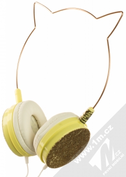 1Mcz YJ-22 Cat Ear stereo sluchátka s konektorem Jack 3,5mm a oušky žlutá zlatá (yellow gold) maximální náhlavník