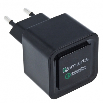 4smarts Rapid Quick nabíječka do sítě s USB výstupem a technologií Qualcomm Quick Chrage 2.0 pro mobilní telefon, mobil, smartphone černá (black) - zepředu