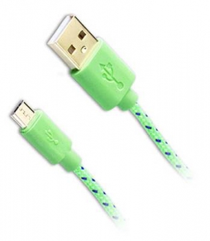 Fontastic Fancy textilně opletený USB kabel s microUSB konektorem green