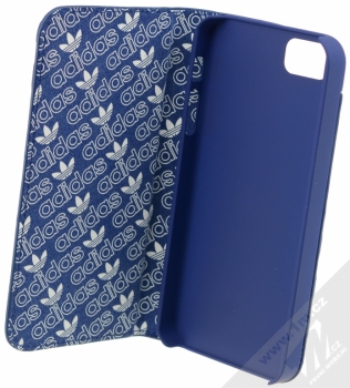 Adidas Booklet Case flipové pouzdro pro Apple iPhone 5, iPhone 5S, iPhone SE (B36849) modro bílá (blue white red) otevřené