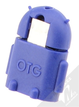 Aligator OTG redukce microUSB na USB - miniaturní Android robot modrá (blue) zezadu