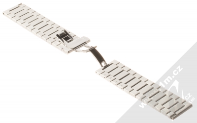 Aligator Watch Band pásek z leštěného kovu na zápěstí s univerzální osičkou 22mm stříbrná (silver) rozepnuté zezadu