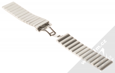 Aligator Watch Band pásek z leštěného kovu na zápěstí s univerzální osičkou 22mm stříbrná (silver) rozepnuté