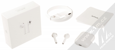 Apple AirPods (2019) headset stereo sluchátka s pouzdrem podporující bezdrátové nabíjení bílá (white) balení