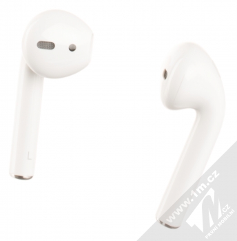 Apple AirPods (2019) headset stereo sluchátka s pouzdrem podporující bezdrátové nabíjení bílá (white) zezadu