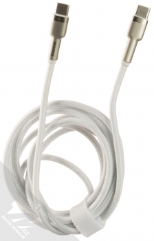 Baseus Cafule Metal Cable 100W opletený USB Type-C kabel délky 2 metry (CATJK-D02) stříbrná bílá (silver white) komplet