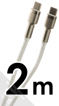 Baseus Cafule Metal Cable 100W opletený USB Type-C kabel délky 2 metry (CATJK-D02) stříbrná bílá (silver white)