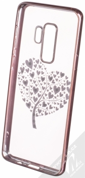 Beeyo Hearts Tree pokovený ochranný kryt pro Samsung Galaxy S9 Plus růžová průhledná (pink transparent) zepředu