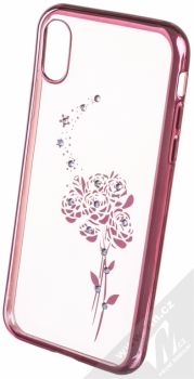 Beeyo Roses pokovený ochranný kryt pro Apple iPhone X růžová průhledná (pink transparent)