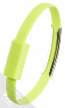 Blue Star Bracelet malý USB kabel s microUSB konektorem ve formě náramku na ruku zelená (green) narámek zezadu