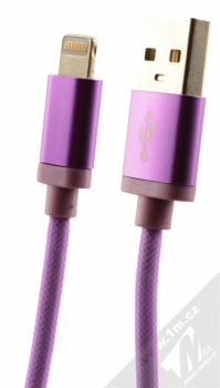 Blue Star Metal kovově opletený USB kabel s Lightning konektorem pro Apple iPhone, iPad, iPod fialová (violet)