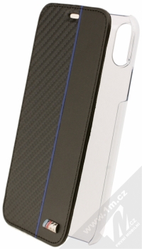 BMW M Carbon Vertical flipové pouzdro pro Apple iPhone X (BMBKTRPXCAPNBK) černá modrá (black blue)