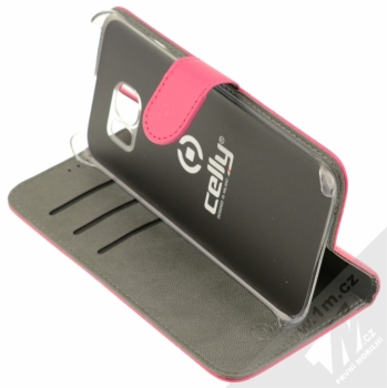 Celly Wally flipové pouzdro pro Samsung Galaxy S7 Edge růžová (fuchsia) stojánek