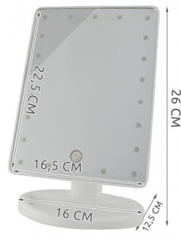 1Mcz Kosmetické zrcátko otočné s osvětlením 22 LED světly bílá (white)