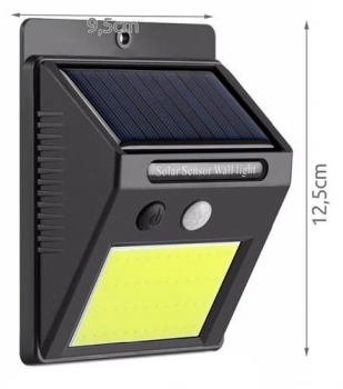 1Mcz DS-SLZD05 Solární nástěnná lampa s integrovaným panelem, ovladačem a senzorem pohybu 48x LED černá (black)