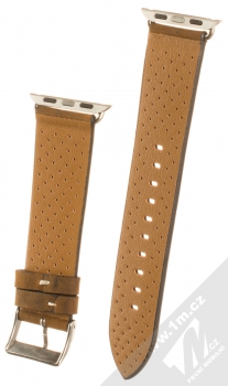 Dahase Perforated Frosted Leather Strap kožený pásek na zápěstí pro Apple Watch 38mm, Watch 40mm hnědá (brown) zezadu