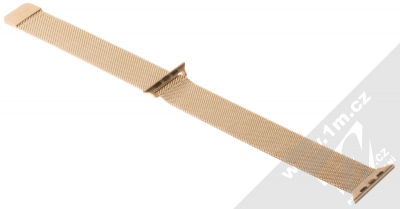 Devia Elegant Milanese Loop magnetický pásek z leštěného kovu na zápěstí pro Apple Watch 42mm, Watch 44mm, Watch 45mm červeně zlatá (blush gold) rozepnuté zezadu