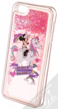 Disney Sand Minnie Mouse a Jednorožec 035 ochranný kryt s přesýpacím efektem třpytek s motivem pro Apple iPhone 5, iPhone 5S, iPhone SE průhledná růžová (transparent pink) animace 1