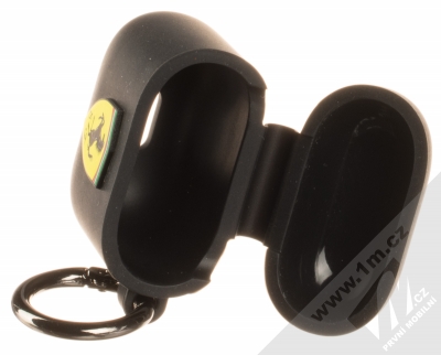 Ferrari Scuderia Silicone Case silikonové pouzdro pro sluchátka Apple AirPods (FESACCSILSHBK) černá (black) otevřené