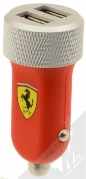 Ferrari Slim Car Charger nabíječka do auta s 2x USB výstupem, proudem 2.1A a USB kabelem s microUSB konektorem pro mobilní telefon, mobil, smartphone - červená (red)